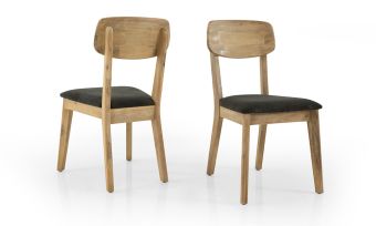 כיסא לפינת אוכל, כיסא ישיבה יפייפה מעץ שיטה מלא, לבחירה 4, 6 או 8 כיסאות, מושב בגוון שחור, דגם 'טנריף'