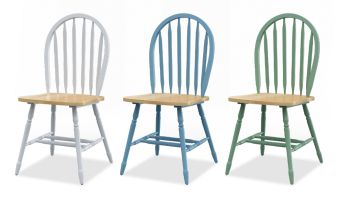 כיסא מעוצב ואלגנטי, מעץ מלא, מושב מעץ מלא בגוון עץ אלון טבעי, משענת ורגליים בשלושה גוונים לבחירה, 4, 6 או 8 כיסאות, דגם 'קסם'