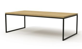 שולחן סלון, פלטה עליונה בשילוב של פורניר אלון, ורגליים בגוון שחור, דגם 'נלסון'