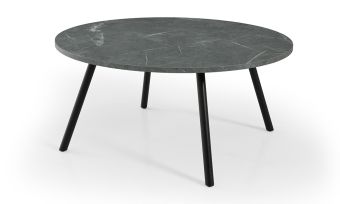 שולחן סלון, פלטת פורמייקה במראה שיש בשילוב רגלי מתכת בגוון שחור, דגם 'אמריקנה'  