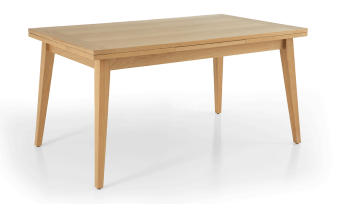 שולחן אוכל נפתח, 2 הגדלות צד קלות ונוחות לשימוש, גודל 150/90 ס''מ, עץ אלון טבעי, דגם 'בוליבר'