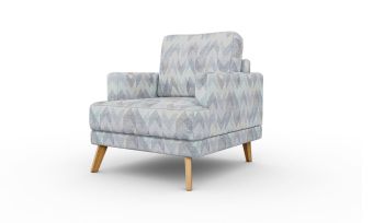 כורסא לסלון, מעוצבת ואלגנטית, בעלת ידיות מרופדות ורגלי עץ, בהתאמה אישית מקולקציית בדים ייחודית, דגם 'קאפרי'     