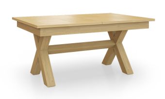 שולחן אוכל נפתח, 165 ס''מ, 2 הגדלות אמצע, עד 12 סועדים, שילוב עץ מלא עם פורניר עץ אלון טבעי, דגם 'מיקס' 