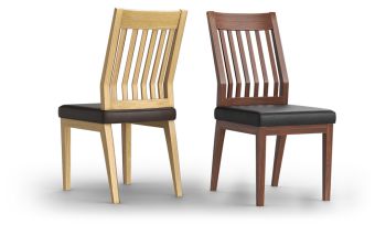 כיסא לפינת אוכל, כיסא ישיבה מעוצב מעץ בוק מלא, לבחירה 4, 6 או 8 כיסאות, במראה עץ אלון / אגוז לבחירה, מושב דמוי עור, דגם 'יניב'