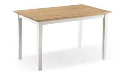  שולחן לפינת אוכל, שולחן אוכל מודרני, עד 6 סועדים, גוון לבן-שנהב משולב אלון טבעי, דגם 'מישיגן'