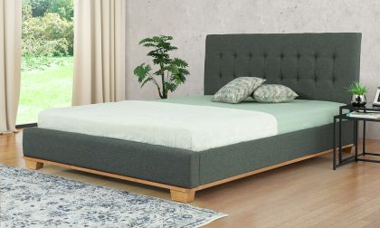 חדר שינה מודרני, כולל מיטה זוגית, בסיס למזרן, גוון אפור, מתאים למזרן במידה 160/200 ס''מ דגם 'הילה'