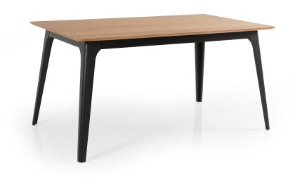 שולחן לפינת אוכל, אורך 150 ס''מ, פלטה עליונה פורניר אלון, רגליים בגוון שחור, עד 6 סועדים, דגם 'לונדון'