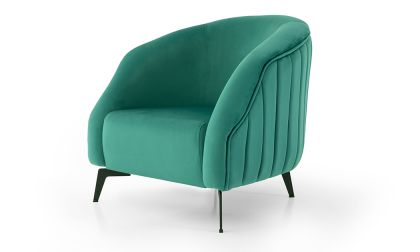 כורסא מעוצבת, יפיפיה, ארגונומית, נוחה במיוחד, ריפוד בד קטיפתי, גוון טורקיז, דגם 'לוקסוס'