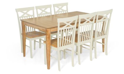 פינת אוכל נפתחת, דגם 'מסיבה', כולל סט 6 כסאות מעוצבים וחזקים מעץ מלא דגם 'מישיגן'