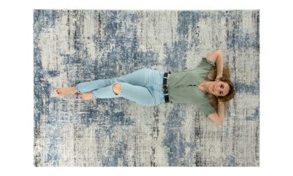 שטיח מעוצב דגם 'פרינט' - דוגמא מופשט - אפור בהיר כחול - בשני גדלים לבחירה