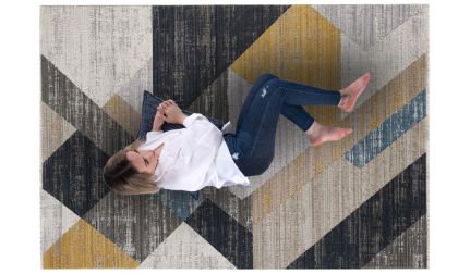 שטיח מעוצב דגם 'ארט' - דוגמא מעויינים צבעוני - בשני גדלים לבחירה