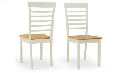 כיסא לפינת אוכל, כיסא מעץ מלא, לבחירה 4, 6 או 8 כיסאות, בעיצוב עדין ויפה, קווים חלקים ונקיים, בגוון שנהב משולב עץ טבעי, דגם 'מונטריאול'