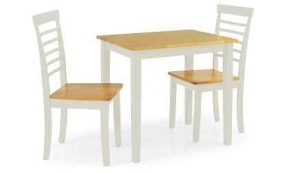 פינת אוכל, שולחן אוכל קטן, דגם 'מונטריאול', עד 4 סועדים, גוון שנהב משולב עץ אלון, כולל 2 כיסאות דגם 'מונטריאול'