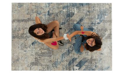 שטיח מעוצב דגם 'אקסטרה' - דוגמא מעוינים - גוון בז'-תכלת