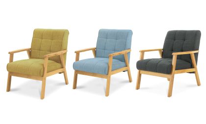 כורסת ישיבה מעוצבת, עשויה עץ מלא, גוון אלון משולב, 3 גוונים לבחירה, דגם 'טופי' (הרכבה עצמית ע''י הלקוח)